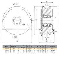 Kladka 333Y-100 s držákem 2 ložiska - foto č. 2